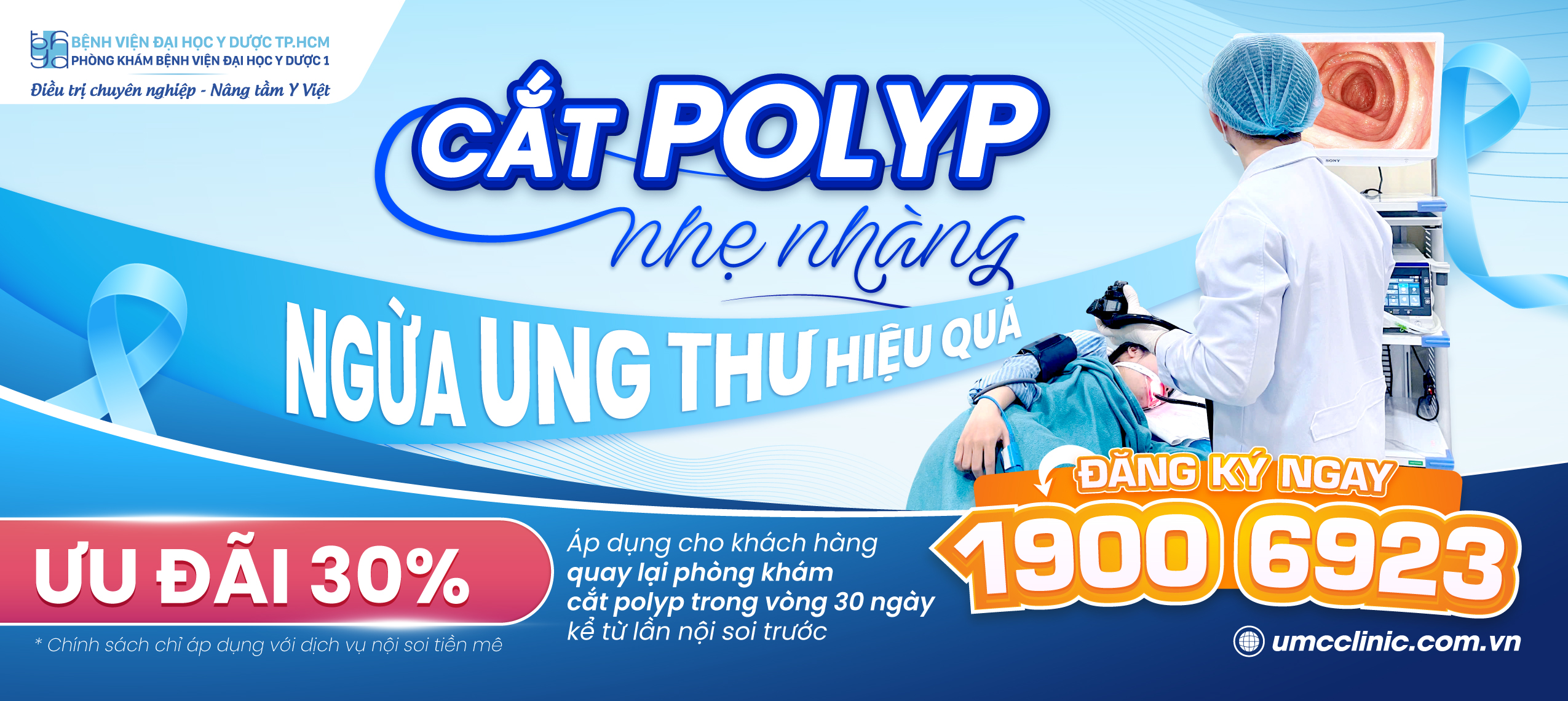 Banner chính sách giảm 30% dịch vụ nội soi tiêu hóa không đau